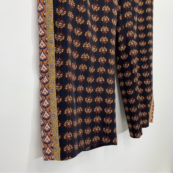 Zara Mixed Print Boho Pull On Wide Leg Cropped Pants High Rise/Drop Crotch Sz Lg - Picture 3 of 16